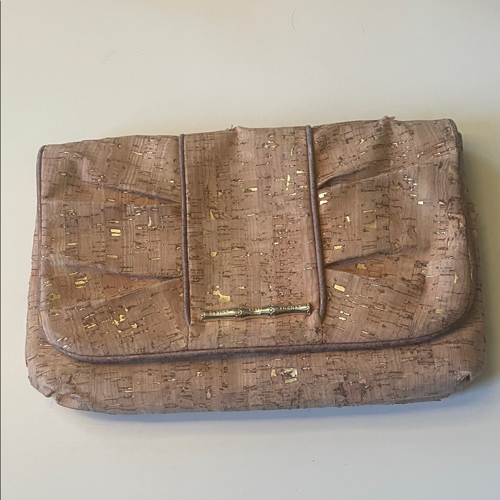 Elaine Turner Gold-Accented Tan Clutch
